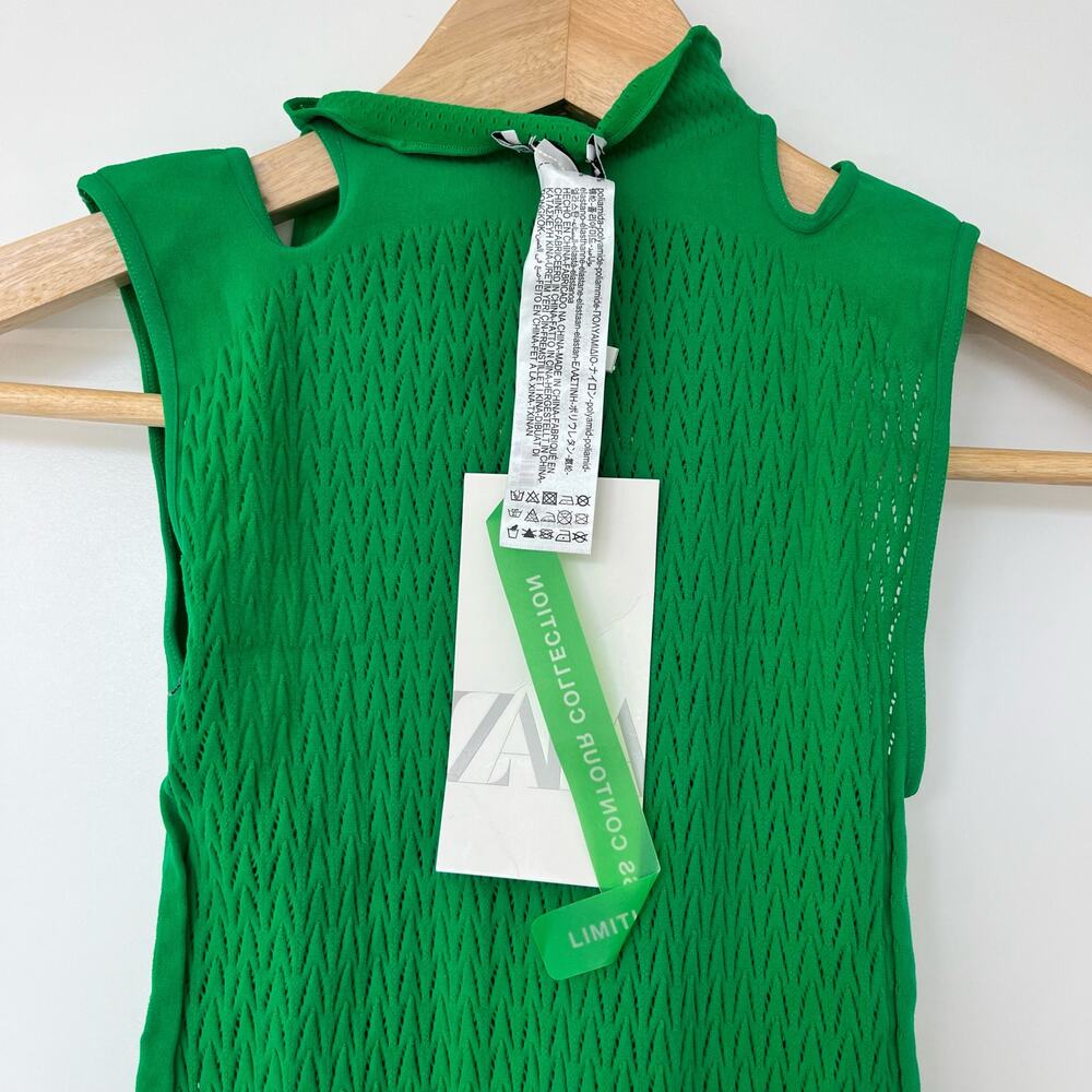 NWT Zara Seamless Mock Neck Sleeveless Bodysuit Pullover Light Green Womens XS-S - Picture 5 of 6